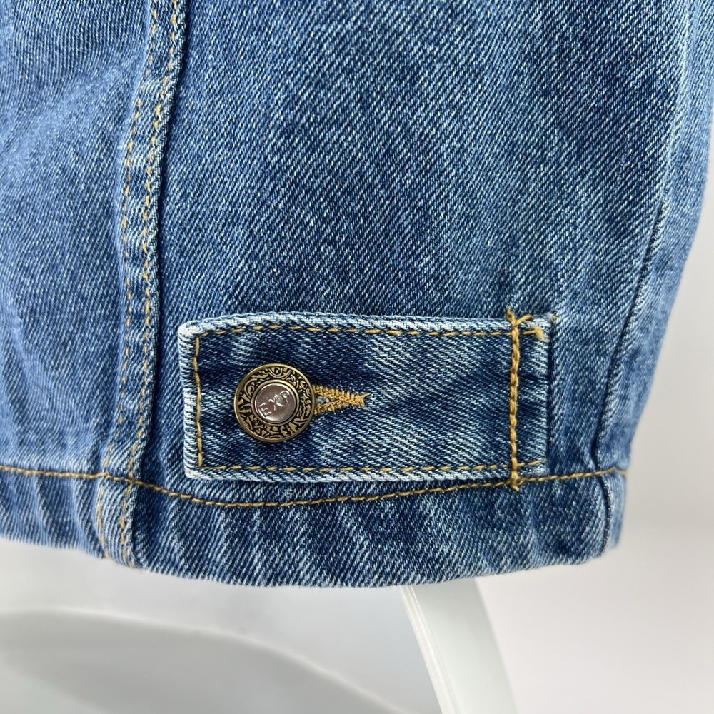 Vintage 90s Express Denim Vest Women Small Blue Jean Cropped Layer Straps - Picture 5 of 11